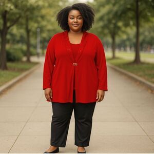 3 for 15. Roaman's Sz 2x red jacket with velour and sequined colar